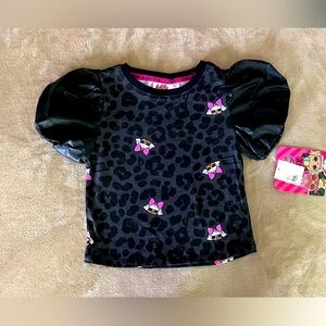 LOL Surprise Crop top & Faux leather puffy sleeves Top Small (6/6x) 💖🖤✨